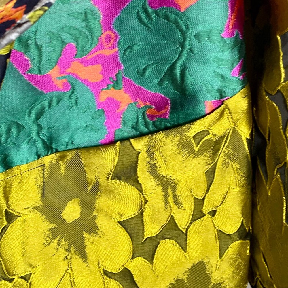 Alembika Floral Patchwork Kimono Jacket Brocade Jacquard Art to Wear Boho Luxe M - Picture 8 of 13